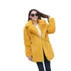 Manteau chaud en fourrure pour femme, vêtement d'extérieur, veste en peluche à revers, rose, fausse femme, pelucheux, hiver 2023