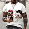 T-shirt manches courtes pour hommes, imprimé chien Animal, Harajuku, graphique, été, esthétique, Streetwear, amour, mignon, haut de dessin animé