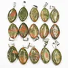 Pendentif Colliers Naturel Unakite Pierre Cheval Yeux Marquise Collier Minéral Guérison Charmes DIY Bijoux Accessoires Fabrication En Gros 24 pcs