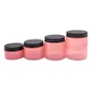 100 150 200 250 ml Plastic Jars Pink Pet Cosmetic Jar Storage Burs Rund flaska med fönsteraluminiumlock för grädde mask RKHKW