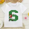 T-Shirts Erkekler 1-10. Doğum Günü Yeşil Numarası T-Shirts Çocuk Dab Futbolcu Grafik Baskı Kısa Kol Giyim Çocuk Futbol Tops 230422