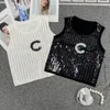 2023 Designer Sequins Women Tank Party Corset Luxury Knitwear Sparkle Camis Tops Designers Clothing Tanks Sweater Рубашки без рукавов Корсеты