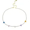 Chaînes Cz Tennis émail coeur tour de cou chaîne en collier bleu rose blanc violet jaune femmes plage Style mariage breloque bijoux