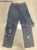 Calça masculina irregular jeans jeans jeans calça mulher homem homem reto de retalhos namorado folgado y2k punk kpop harajuku streetwearwwear hip hop 849