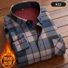 Mannen Casual Shirts Collectie Harajuku Warm Plaid Shirt Fleece En Dikke Lange Mouw Mannelijke Kleding 9 Kleur L-5XL K15