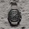 ムーブメントウォッチ高品質のバイオセラミックプラネットムーン機能Quarz Chronograph Movements Watches Witrafof Luminous Leather Strap Wristwatches With Box