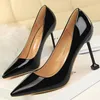 Kleid Schuhe Frauen Sexy 9,5 cm Dünne High Heels Pumps Büro Dame Patent Leder Gold Silber Stiletto Scarpins Prom hochzeit SchuheKleid