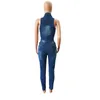 Kobiety Jumpsuits Rompers dżinsy rozciągają guziki kombinezonowe żeńskie są skłonne niebieskie dżinsowe swobodne kombinezony rompers 230422