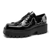 Classic Platform Brogue Black Oxford Dress Men Retro Patent Leather Footwear Low-Ankle Party Shoes 231122 1785