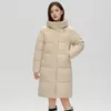 Damen-Trenchcoats, mit Baumwolle gefütterte Jacke, knielang, koreanische Version der gepolsterten Winter-Kapuze.