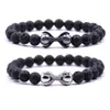 Strand 2 pçs natural 8mm pedra pulseira dupla face águia garra micro pave cz polvo frisado masculino feminino luxuoso chakra pulseiras sorte