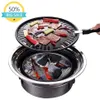 BBQ Charcoal Grill Portable Hushåll Korean Round Carbecue Camping Spis för utomhus inomhus och picknick 2107242356