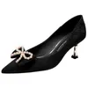 Dress Shoes 31-43 Big And Small Size Pointed Girls Sexy High Heels 2023 Spring Thin Heel French Working Black Apricot Women's