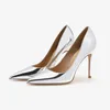 Dress Shoes Spring Autumn Patent Leahter Gold Silver Color Women Pointed Toe Pumps Fashion Sexy 41-43 Large Size 6CM/8CM/10CM High Heels