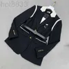 Ternos femininos blazers designer 2023 outono/inverno novo estilo elegante com cinto contraste polo gola terno casaco 36pa