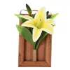 Decorative Flowers Wooden 3D Po Frames Wall Art Artificial Home Drcoration Xmas Chirsmas Ornament Fake Lily Flower Decor