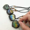 Cristallo grezzo Labradorite Pietra di luna Oceano Cuore Ciondolo decorazione Collana di gioielli Pietra energetica quarzo Amore cuori regalo Rsxxe