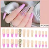 False Nails 24pcs/box Fake Press On Long Reusable With Designs Set Artificial Pink Diamond Kawaii Tipsy Stick-on Tips Art