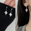 Boucles d'oreilles pendantes jour et nuit Starlight 925 argent aiguille étoile à quatre branches pour les femmes doux Cool tendance polyvalent boucle d'oreille