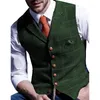 Mäns kostym Vest Plaid V-Neck fashionabla formella Slim Montering Single Breasted HerringBone Vest Men's Groom Best Man Gratis leverans