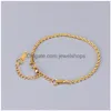 Cadena M Cuerda torcida Pulseras de cadena 18K Estampado Chapado en oro Titanio Acero Hip Hop Joyería Mujeres Moda Brazaletes a prueba de sudor Regalos Nev Dhhad