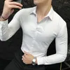 Camisas casuais masculinas preto/branco/cinza moda bordado manga longa para roupas masculinas negócios formal wear fino ajuste smoking blusa homme