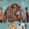 Men S Leather Faux Air Force Jacket A2 Äkta år Gratis kappa Vintage Bomber US Classic Retro Cloth Horse Type 231122