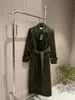 Trench da donna Autunno e inverno Cappotto classico in misto lana Design lungo con cintura doppio petto