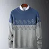 Erkek Sweaters Erkekler 2023 Sonbahar Günlük Desen Kalın Poster Pamuk Kazak Sakat Kıyafet Moda Vintage O-Neck Ceket Erkek 3xl