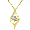 Pendant Necklaces Dainty Female White Zircon Necklace Rose Gold Silver Color Chain For Women Cute Crystal Round Wedding