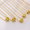 Lerca Cheap Fashionable Women Fine Jewelry Real Gold Round Ball Solid Beaded Chopin Chain Necklace Wholesale