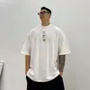 Męskie tshirty w stylu koreański dla mężczyzn fitness luźne druk krótkiego rękawu man Casual Oversize Cotton Tees Męs