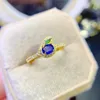 Cluster-Ringe, natürlicher Saphir-Ring, 925er Silber, zertifiziert, 4 x 5 mm, blauer Edelstein, schönes Geschenk für Mädchen