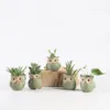 5 Pcs Set Creative Ceramic Owl Shape Flower Pots Planter Desk Cute Design Succulent Y200723336Q