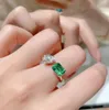 Wedding Rings Ins Simple Fashion Jewelry 925 Sterling Silver Water Drop Emerald CZ Diamond Gemstones Party Eternity Women Open Adjusable Ring Motion current 66ess