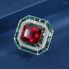 Pendanthalsband Shtreasure Copper Bottom Gold Plated Fashion Simulation Emerald Red Corundum Luxury Set Square 12 14 Ring Head