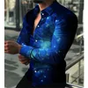 Koszulki męskie wysokiej jakości moda Modna Koszula Męska Koszulka Up Designer Starry Sky Printed Długie rękawe strój ubrania Cardigan