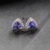 100% naturlig VVS Tanzanite Stud örhängen 5 mm x 5 mm biljoner skurna tanzanitörhängen för bröllop solid 925 silver tanzanite judely