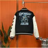 Embroidered patchwork leather baseball jacket for European and American youth street fashion jacket