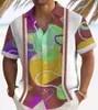 Erkekler Sıradan Gömlek Erkekler Renkli Komik Baskı Kısa Kollu Gömlek Yaz Yakası Cardigan Sokak Giyim Moda Top