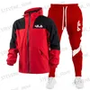 Herrspårar för män med mäns casual jacka enkla plyschbyxor set Trend Sports Fitness Set T231122