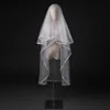 Свадебная фата Mr Nut 2023, свадебная фата длиной до колена, длинные аксессуары для волос невесты, двухслойная простая лента с краями, моделирующая пряжа белого цвета