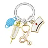 Bulk Price Nurses Doctors Masks Keychains Pendant Medical Ambulance Personnel Key Rings Syringes Stethoscopes Keychain Jewelry