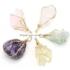 Charms Charms Natural Stone Crystal Pendant Irregar Shaped Winding Gold Wire For Jewelry Making Diy Bracelet Necklaces Accessories Dro Dht8A