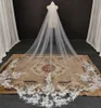 Bijoux de cheveux de mariage Voile de mariage rétro de haute qualité, 3.5M de long, coupe spéciale, voile de mariée royale avec peigne, pendentif, voile en dentelle à paillettes, accessoires de mariage