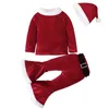 Ensembles de vêtements Costume de noël enfants nés ensembles de vêtements hiver polaire hauts pantalons chapeaux bébé garçons filles vêtements père noël année tenue 231122