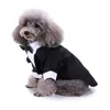 犬のアパレルメンズ服のウェディングドレスかわいいタキシードペットセットストライプボウタイフレンチブルドッグハロウィーン231121
