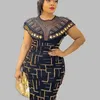 Roupas étnicas Vestidos Africanos para Mulheres Manga Curta Turquia Lantejoulas Noite Festa de Casamento Mid-Bezerro Comprimento Vestido Muçulmano África Roupas