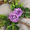 Decorative Flowers Easter Wreath Blossom Purple Rose With Green Leaves Rattan For Front Door Indoor Wall Window Reusable Decor