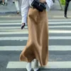 スカートHouzhou Woolen Long Skirt Women Korean Style High Waist Straight Office Lady Elegant Vintage Warm Midi